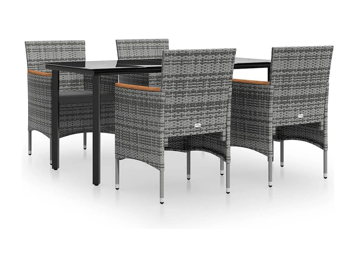 Union  Ensemble à manger de jardin et coussins 5pcs Gris/noir