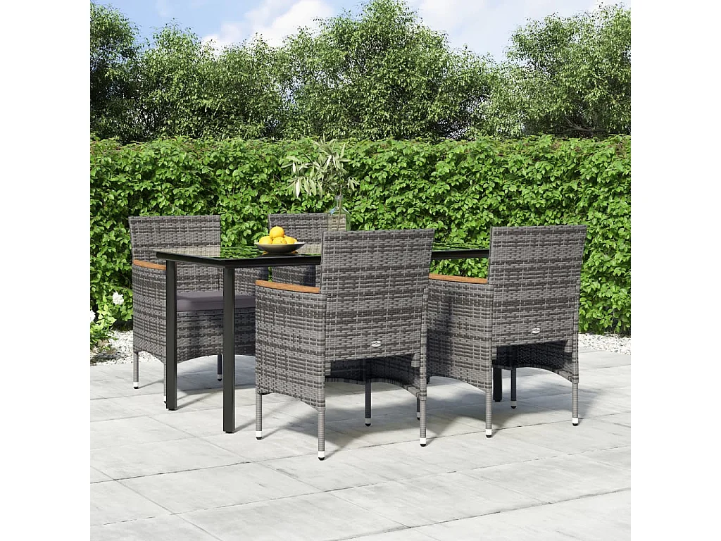 Union  Ensemble à manger de jardin et coussins 5pcs Gris/noir