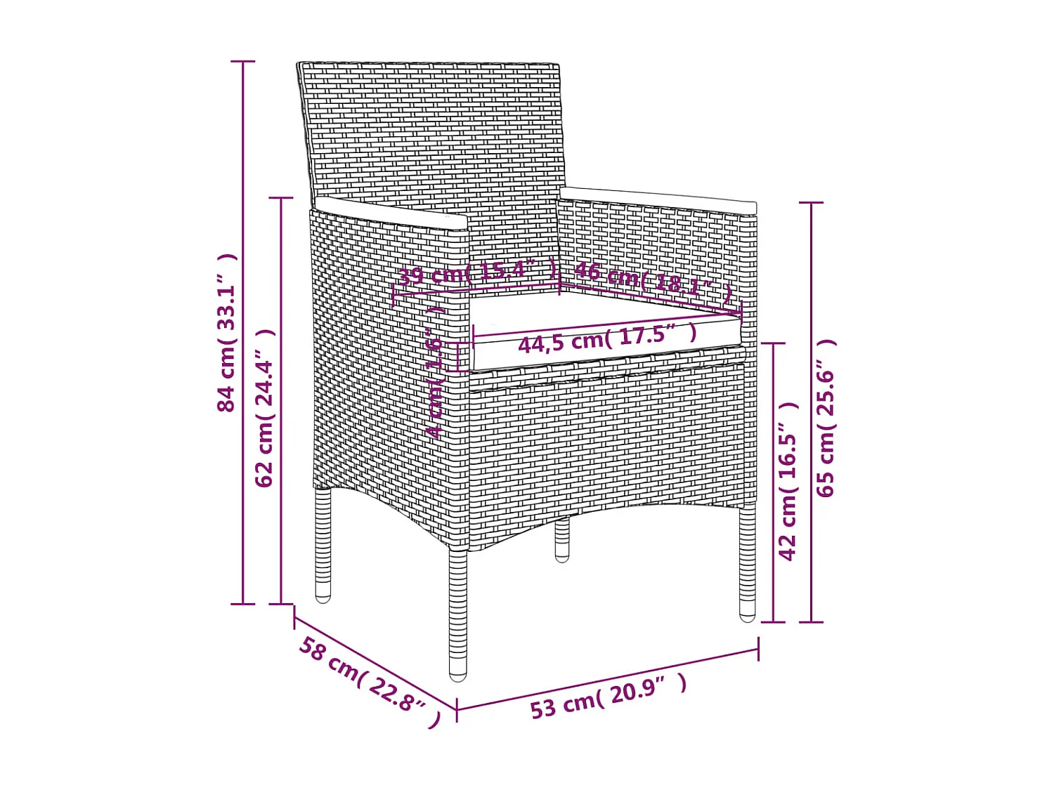 Union  Ensemble à manger de jardin et coussins 5pcs Gris/noir