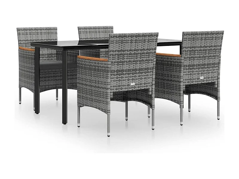 Union  Ensemble à manger de jardin et coussins 5pcs Gris/noir