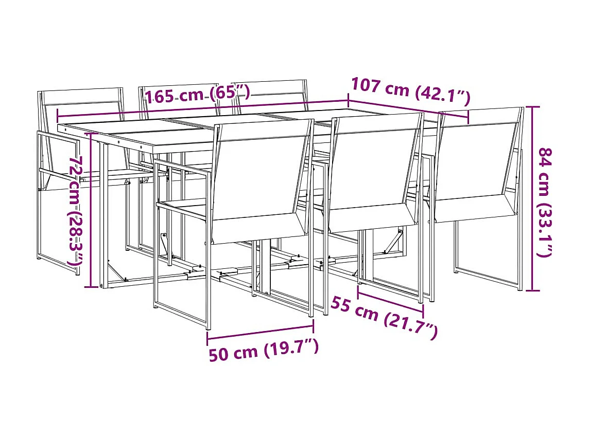 Suze  7-delige Tuinset textileen zwart