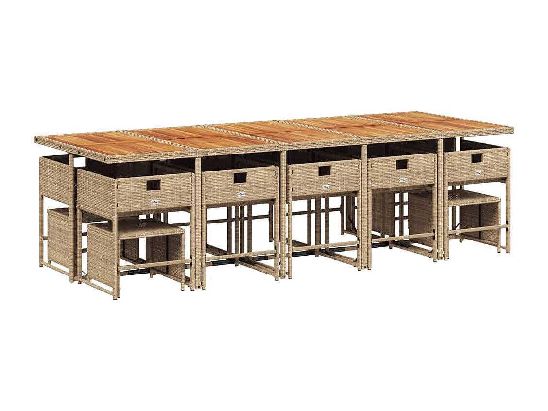 Kirkland  Ensemble à manger de jardin et coussins 15 pcs beige