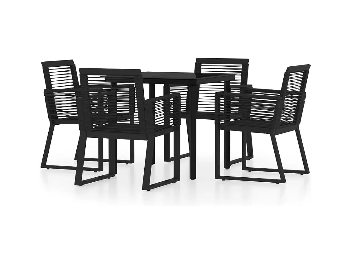 Wendell  Ensemble à manger de jardin 5 pcs Noir