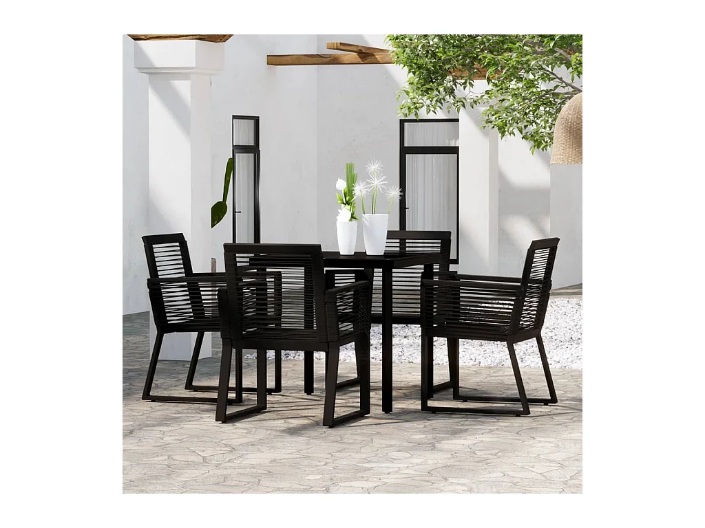 Wendell  Ensemble à manger de jardin 5 pcs Noir