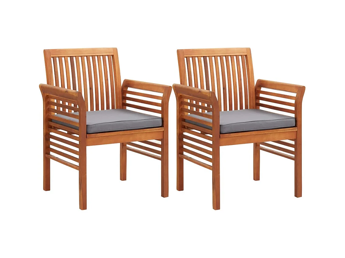 Xendar  Ensemble à manger d'extérieur 3 pcs et coussins Acacia solide