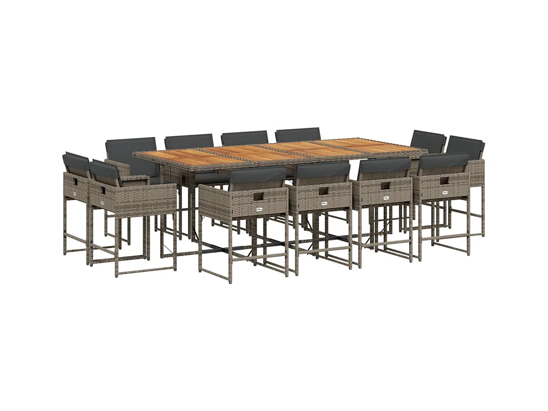 Brienne  Ensemble à manger de jardin coussins 13 pcs gris résine tressée