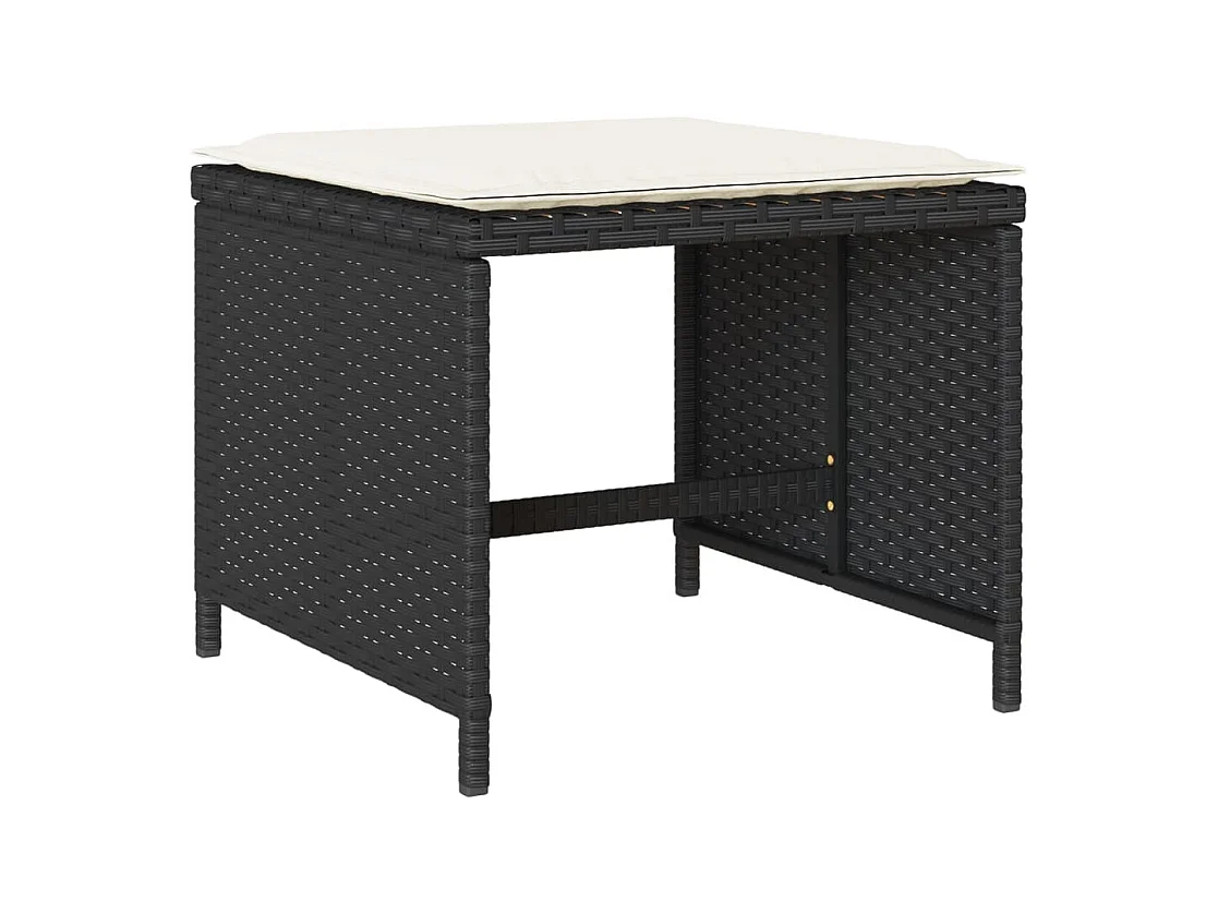 Bonno  Set de comedor de jardín 9 pzas y cojines ratán sintético negro