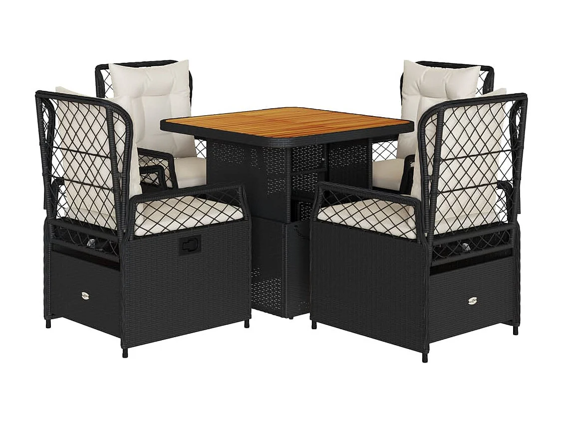 Ylva  5-delige Tuinset met kussens poly rattan zwart