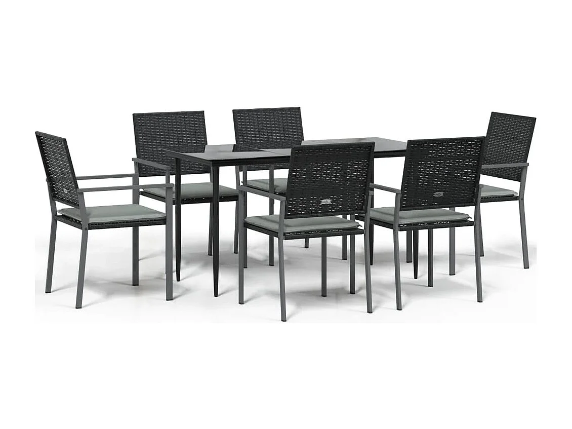 Croughevoe  Ensemble à manger de jardin 7 pcs coussins résine tressée acier