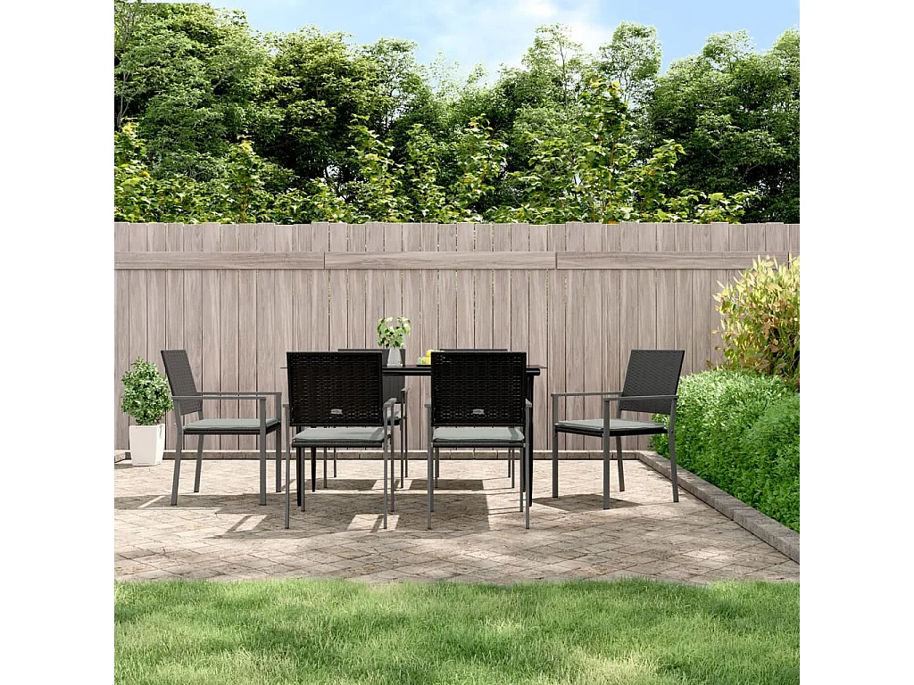 Croughevoe  Ensemble à manger de jardin 7 pcs coussins résine tressée acier