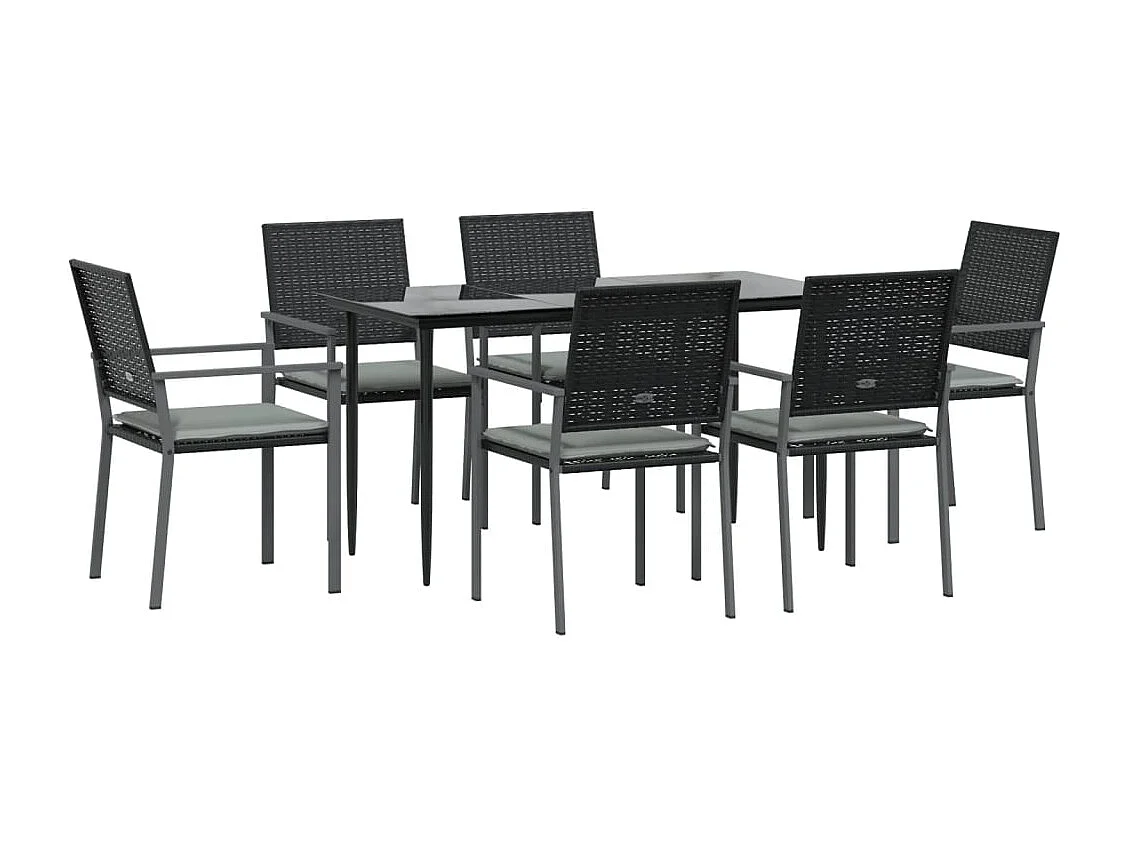 Croughevoe  Ensemble à manger de jardin 7 pcs coussins résine tressée acier