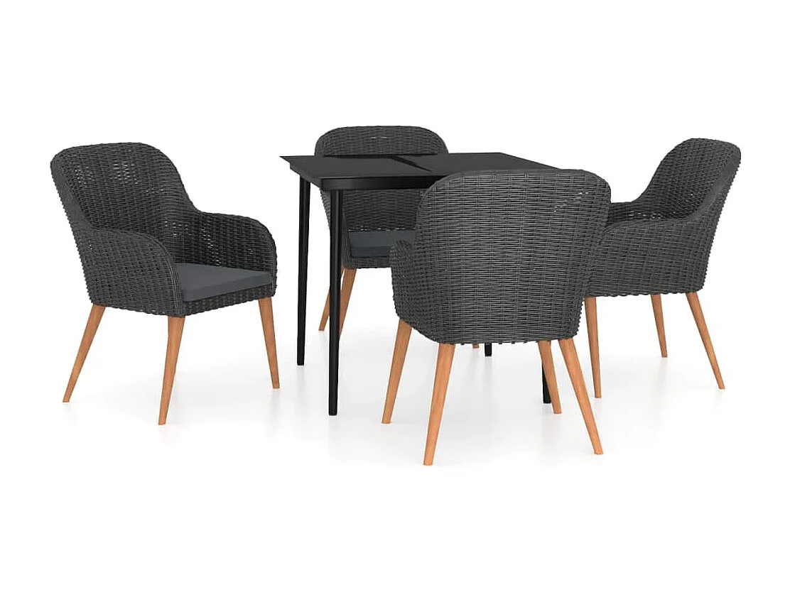 Coole  Ensemble à manger de jardin avec coussins 5 pcs Noir