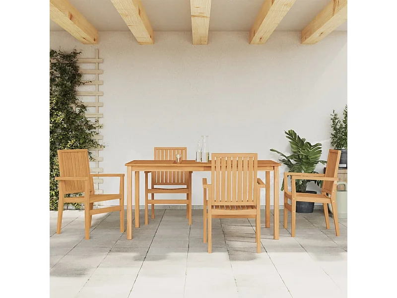 Garden Furniture -  Ensemble à manger de jardin 5pcs Bois de teck massif