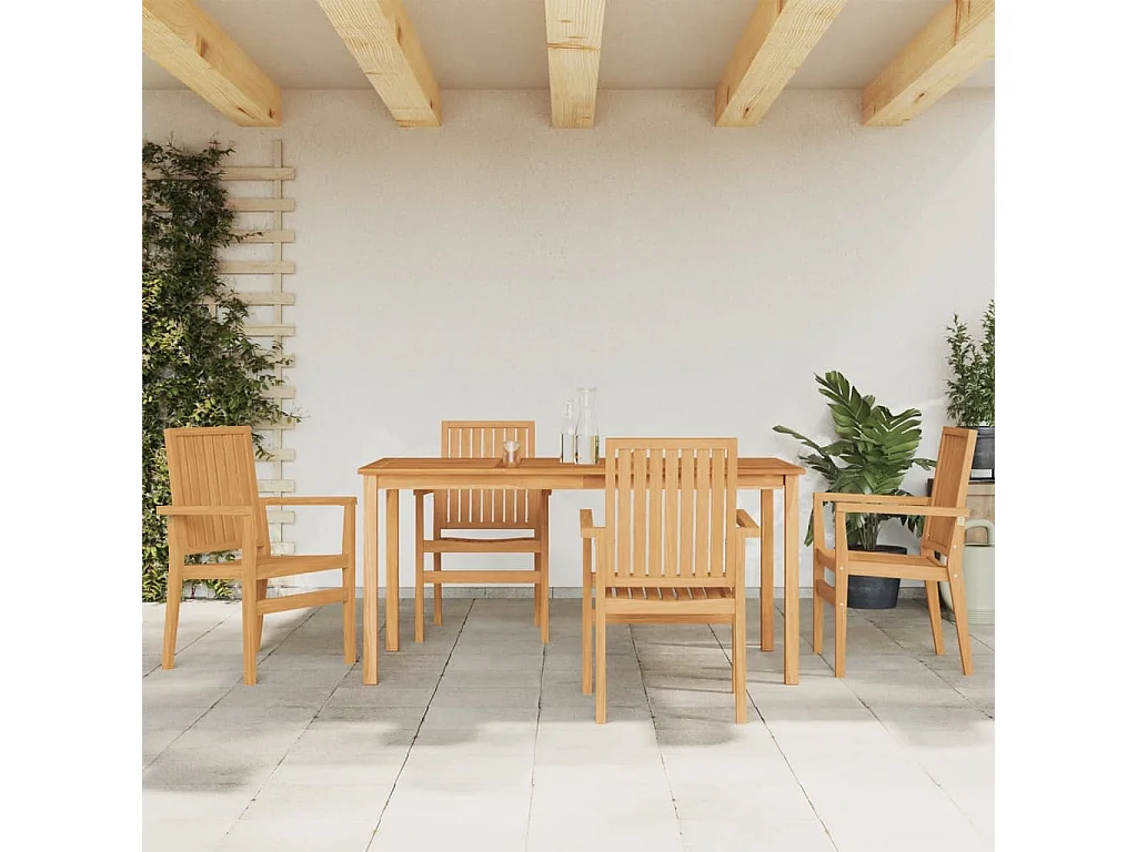 Garden Furniture -  Ensemble à manger de jardin 5pcs Bois de teck massif