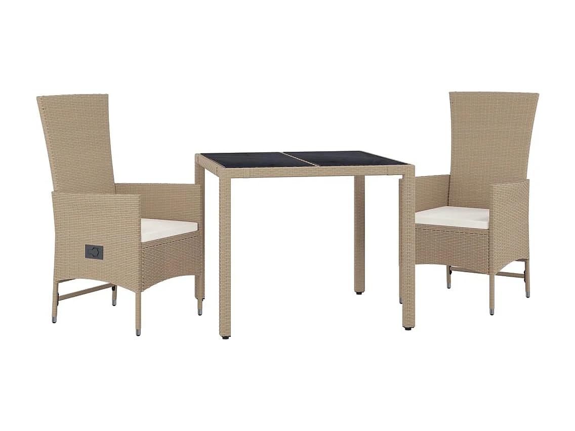 Briena  3-delige Tuinset met kussens poly rattan beige