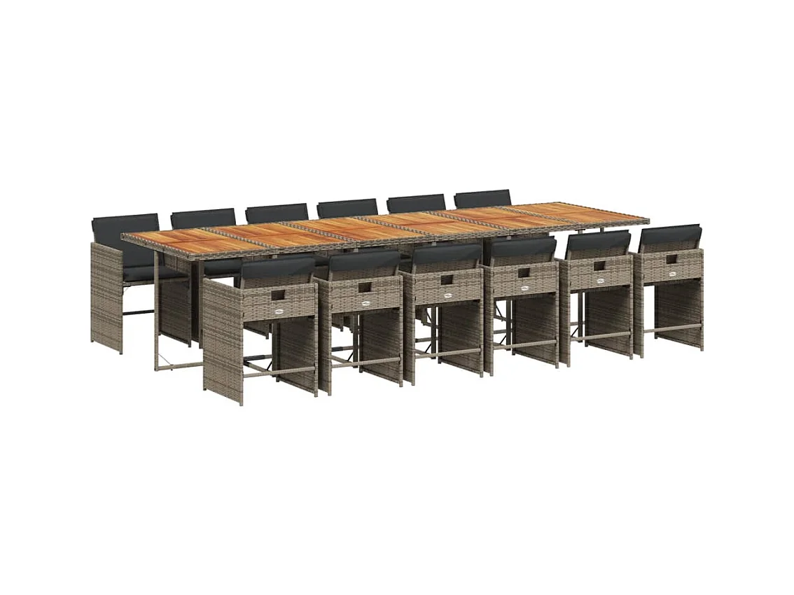 Heeswijk-Dinther  Ensemble à manger de jardin coussins 13 pcs gris résine tressée