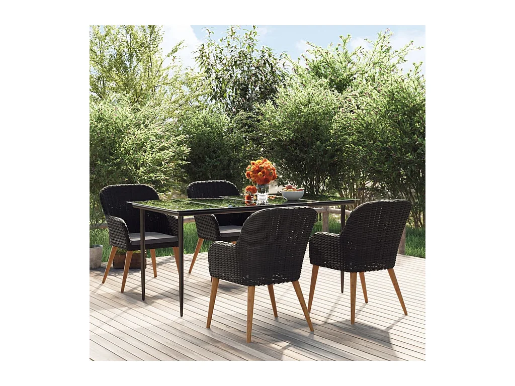 Coole  Ensemble à manger de jardin avec coussins 5 pcs Noir