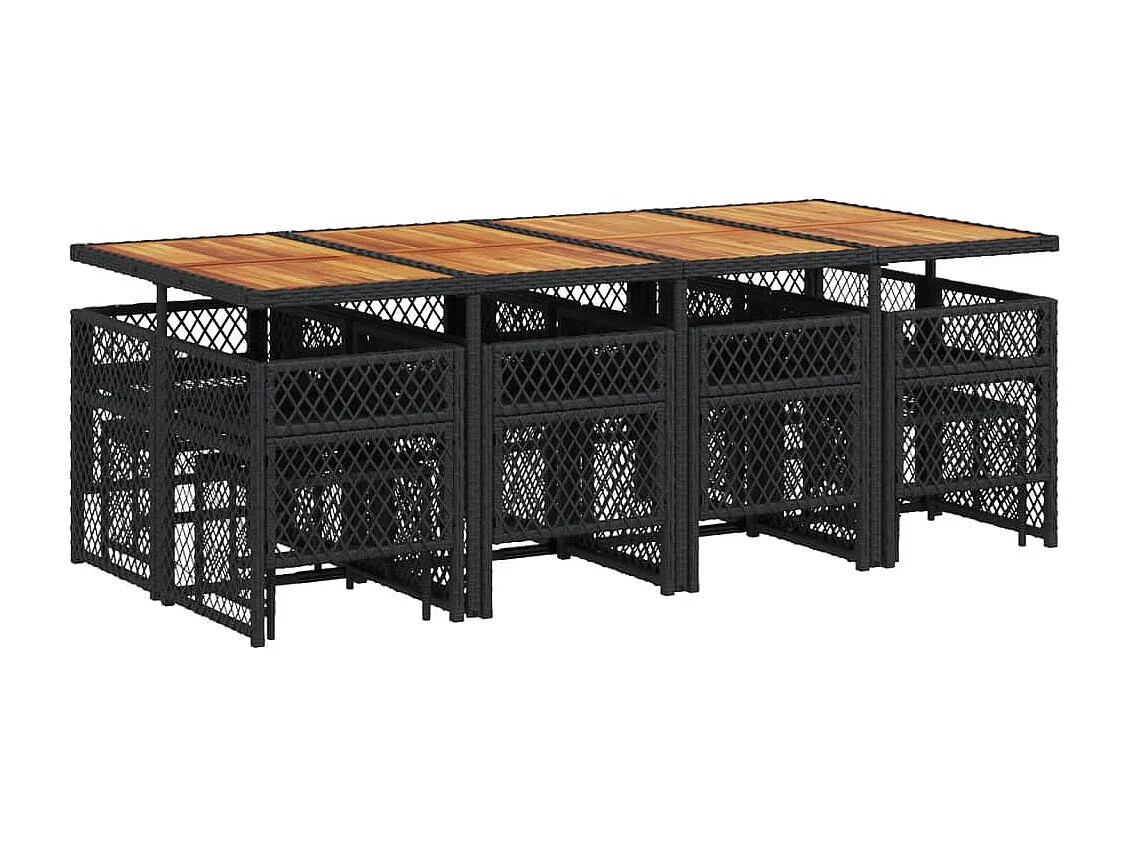 Lubbeek  13-delige Tuinset met kussens poly rattan zwart