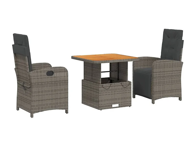 Wise  3-delige Tuinset met kussens poly rattan grijs