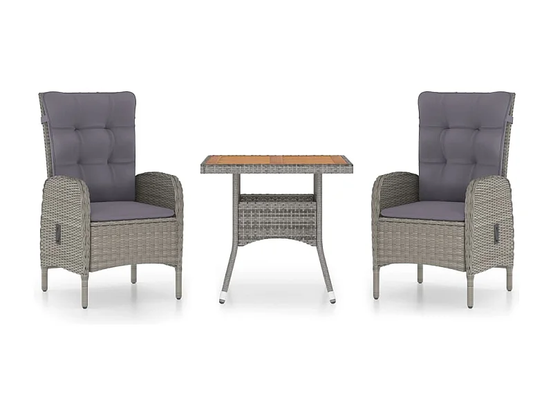 Tatum  Muebles de jardín 3 piezas ratán sintético gris madera acacia