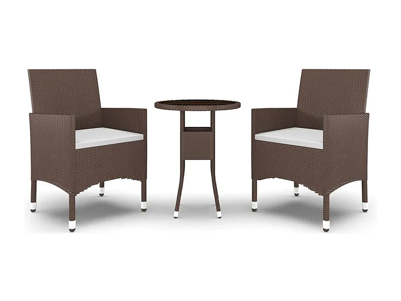 Nylvi  Juego de comedor de jardín 3 piezas ratán sintético marrón