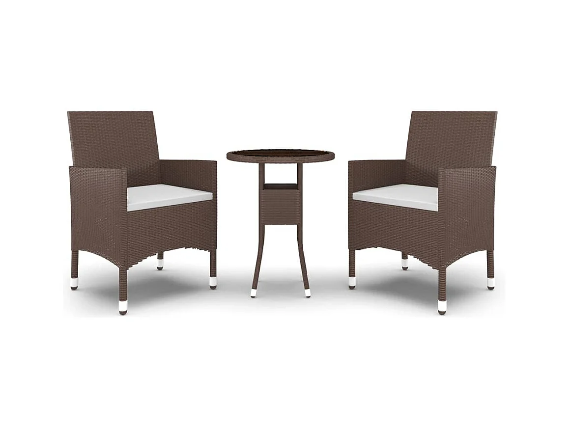 Nylvi  3-delige Tuinset poly rattan bruin