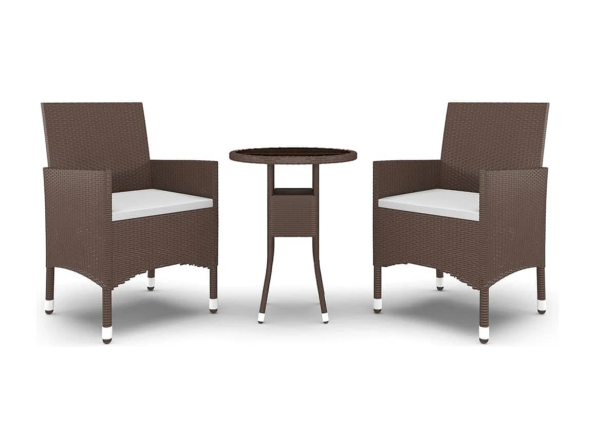 Nylvi  Juego de comedor de jardín 3 piezas ratán sintético marrón