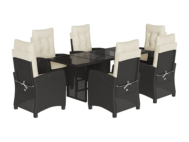 Bryndra  7-delige Tuinset met kussens poly rattan zwart