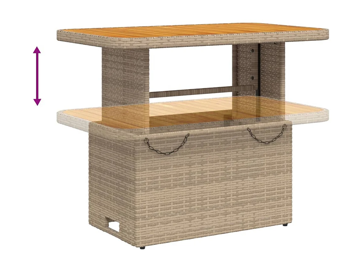 Margot  Ensemble à manger de jardin et coussins 2 pcs beige poly rotin