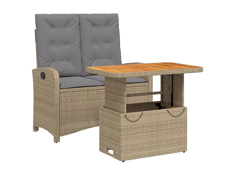 Margot  Ensemble à manger de jardin et coussins 2 pcs beige poly rotin