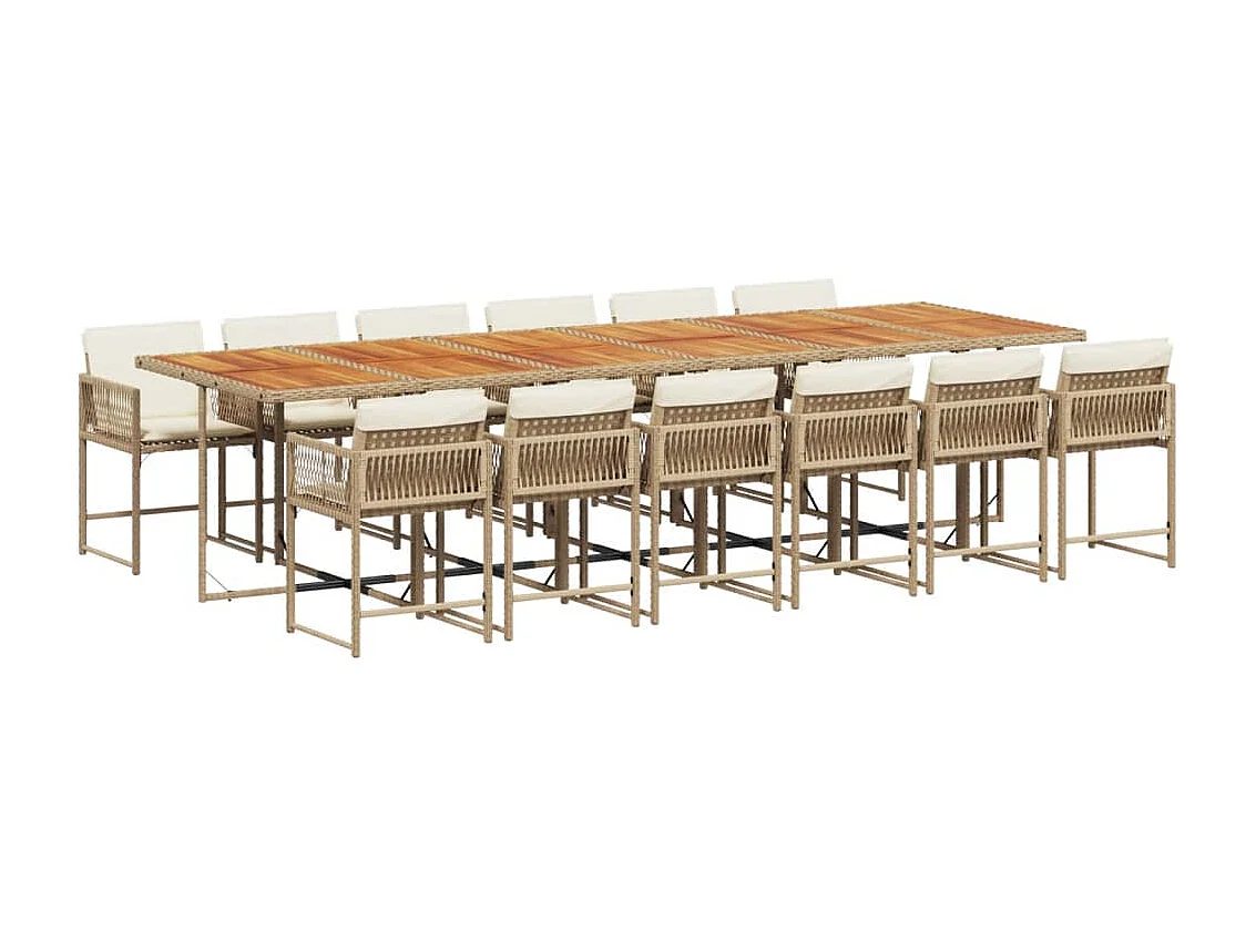 Sharif  13-delige Tuinset met kussens poly rattan beige