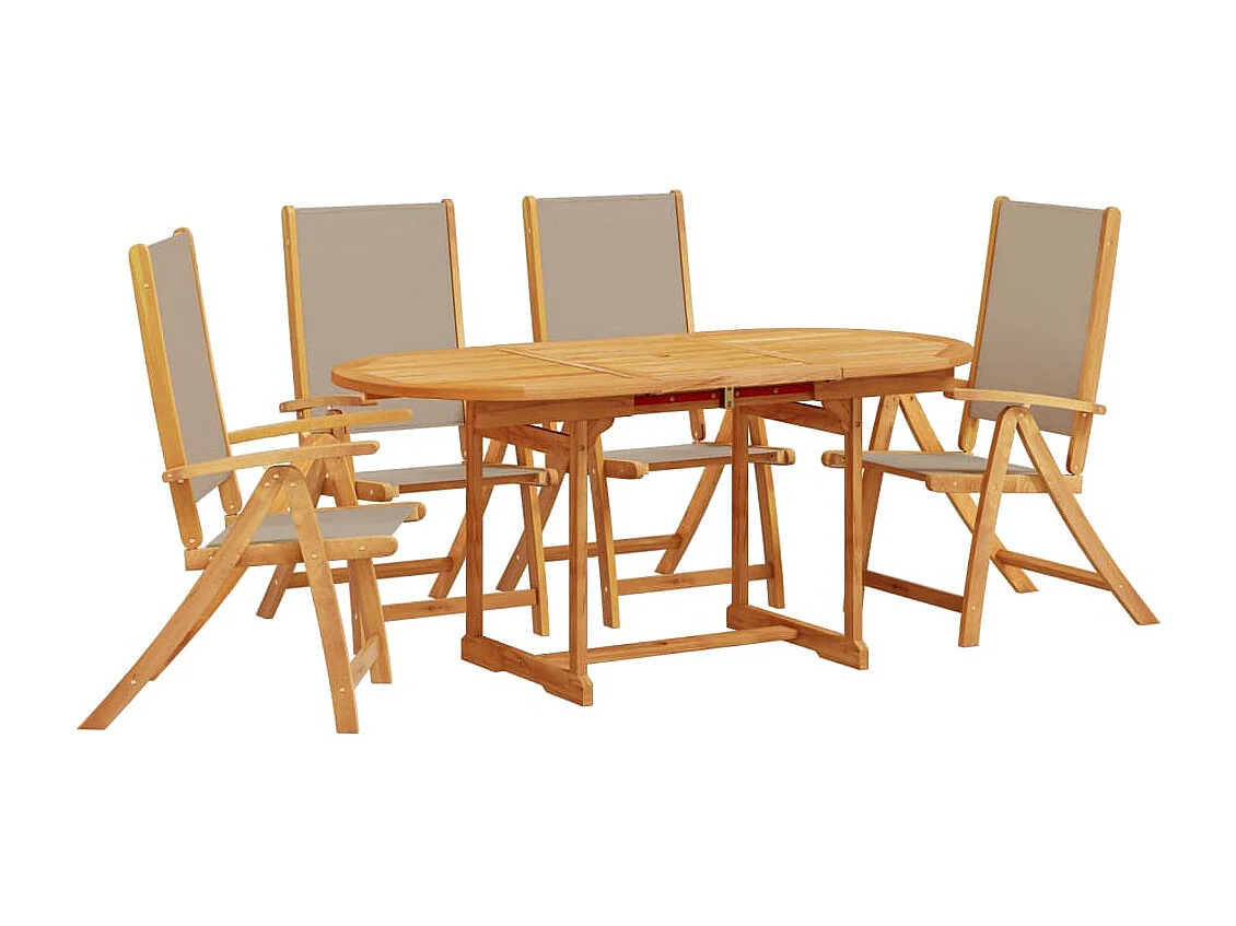 Carrizo Springs  Juego comedor de jardín 5 pzas madera maciza acacia y textileno