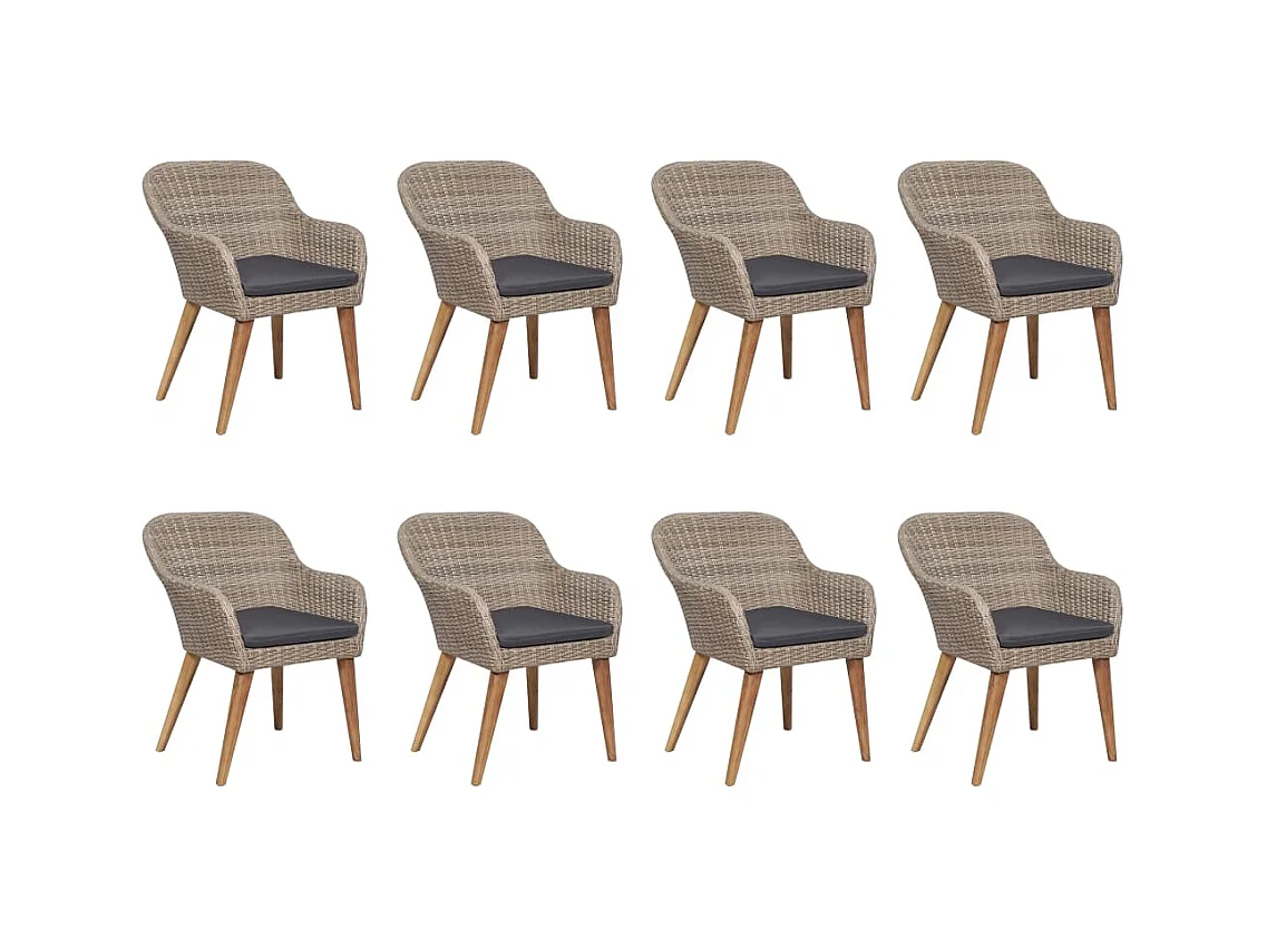 Jostir  Juego de comedor para jardín de 9 piezas marrón