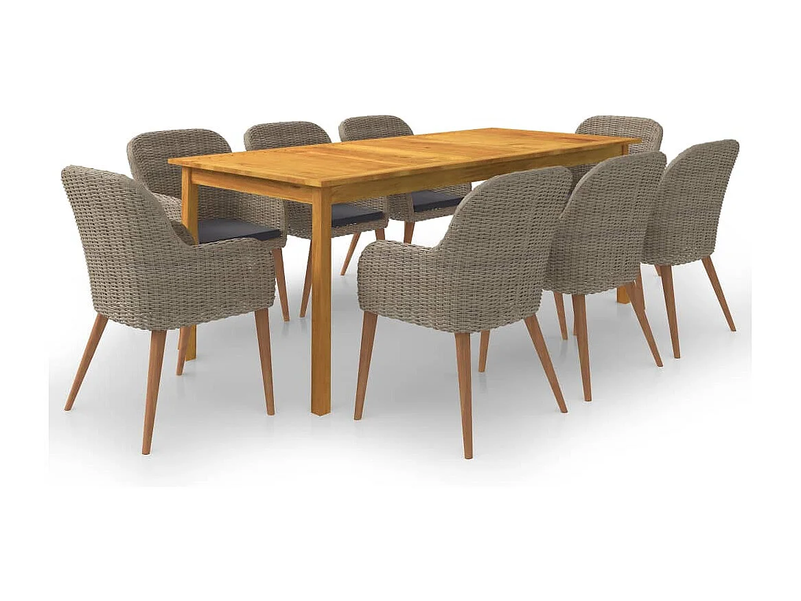 Jostir  Ensemble à manger de jardin 9 pcs Marron