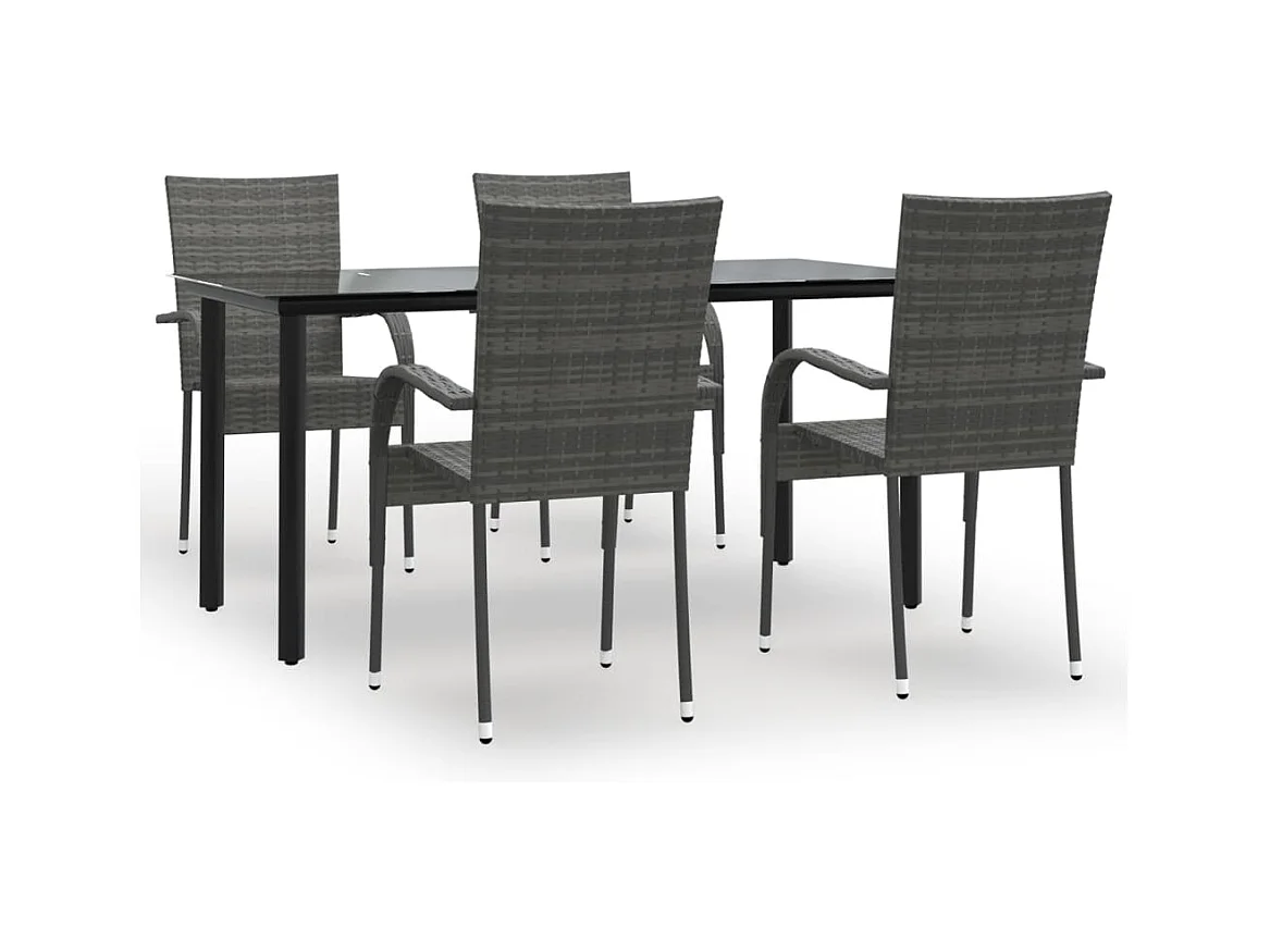 Stoughton  Ensemble à manger de jardin 5 pcs Gris Résine tressée