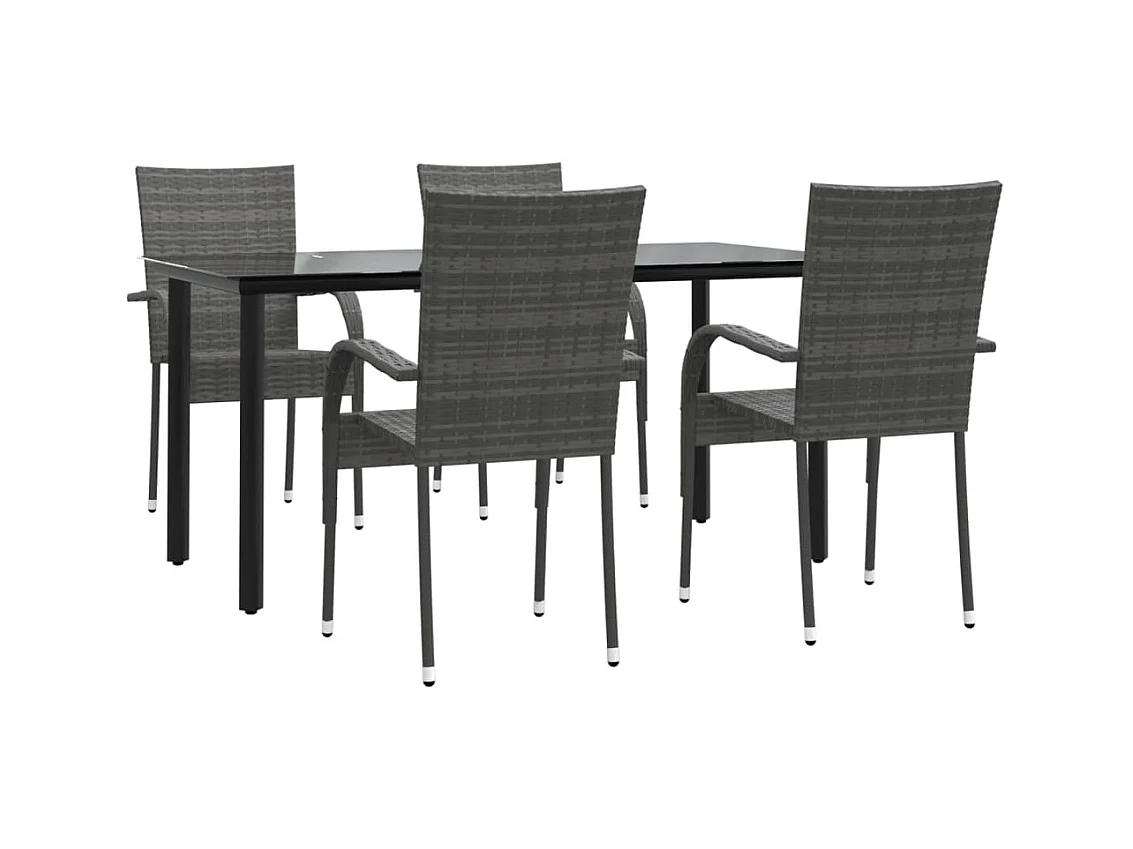 Stoughton  Ensemble à manger de jardin 5 pcs Gris Résine tressée