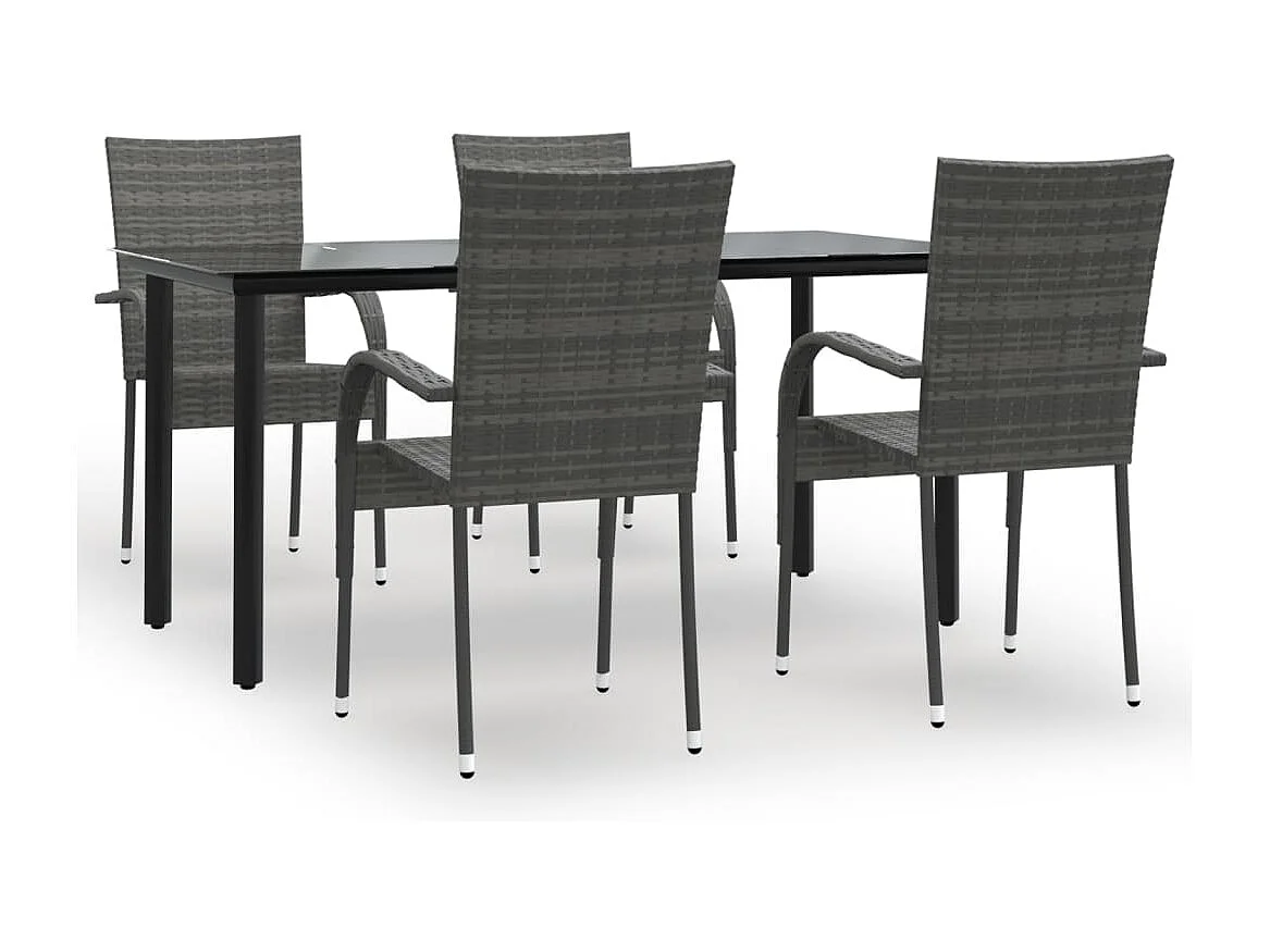 Stoughton  Ensemble à manger de jardin 5 pcs Gris Résine tressée