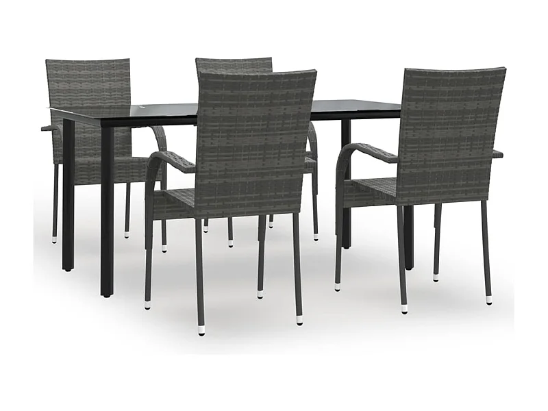 Stoughton  Ensemble à manger de jardin 5 pcs Gris Résine tressée