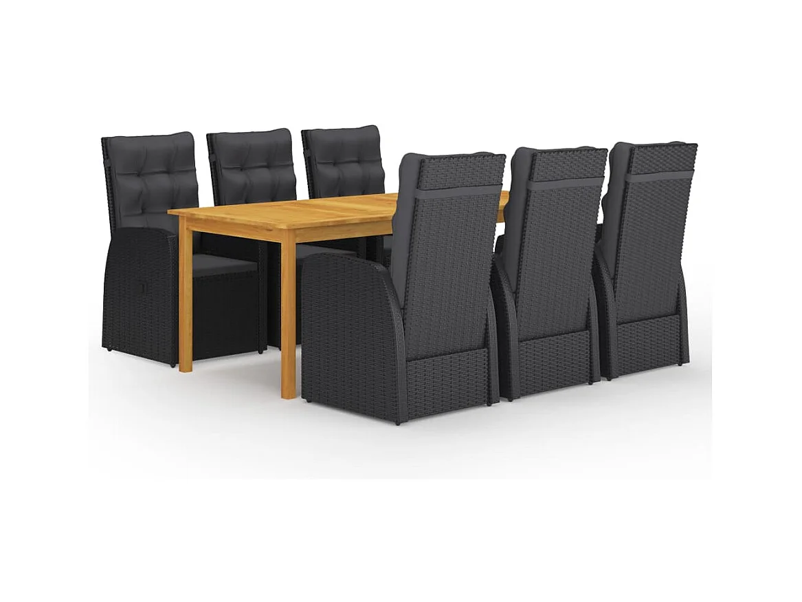 Yrien  Ensemble à manger de jardin 7 pcs Noir