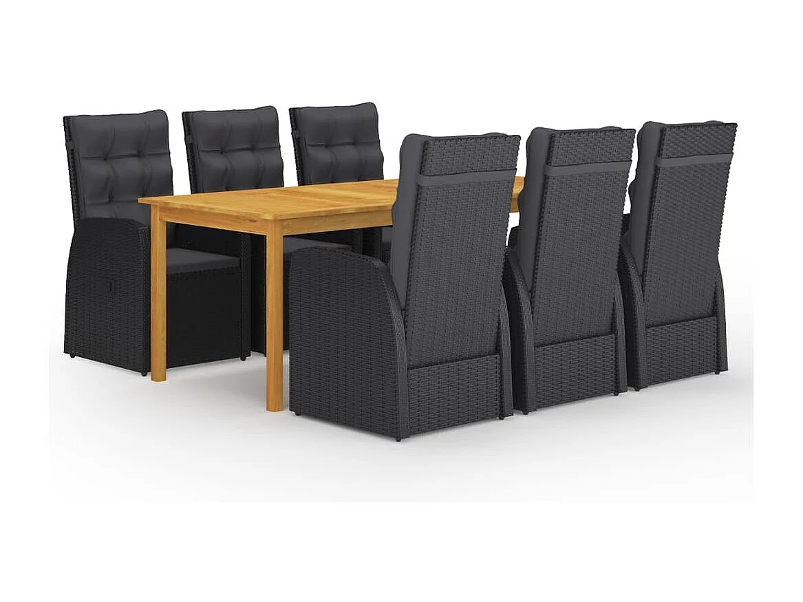 Yrien  Ensemble à manger de jardin 7 pcs Noir