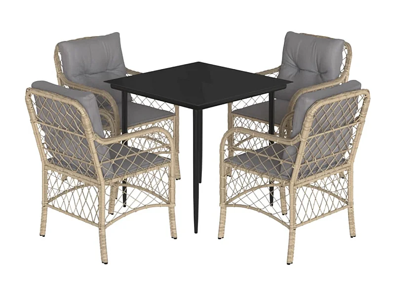 Faith Nicole  5-delige Tuinset met kussens poly rattan gemengd beige