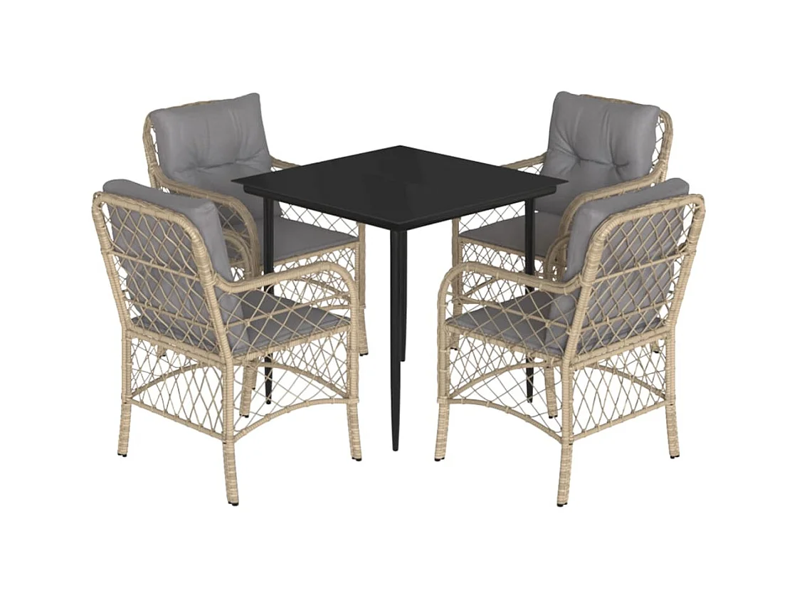 Faith Nicole  5-delige Tuinset met kussens poly rattan gemengd beige