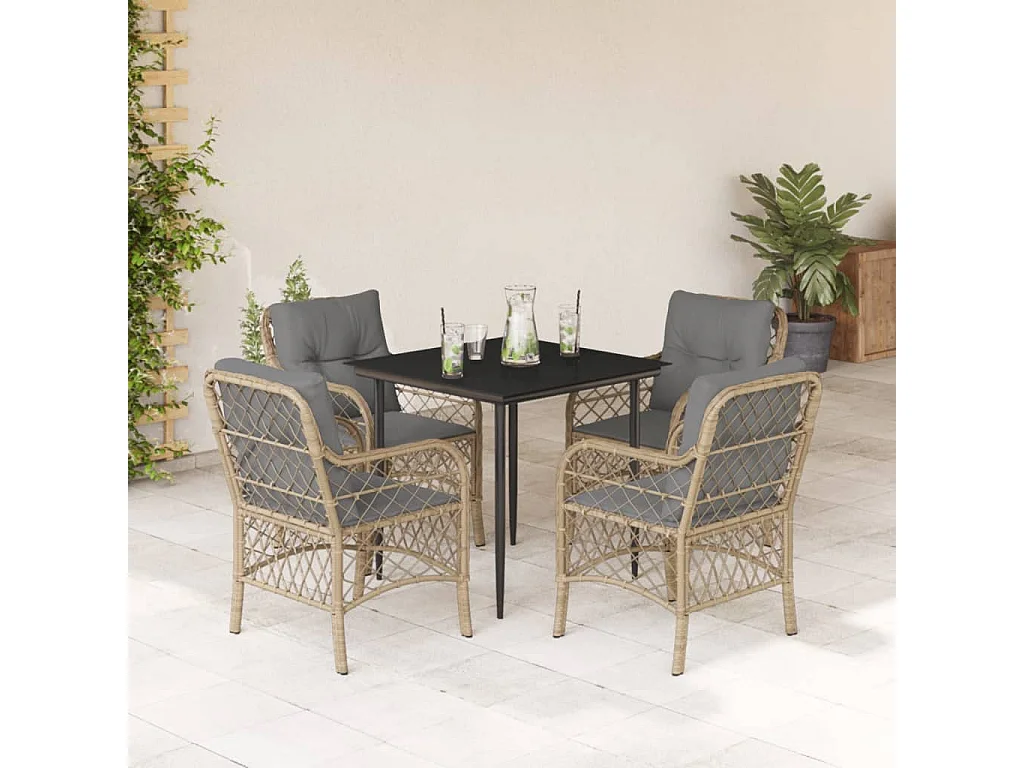 Faith Nicole  5-delige Tuinset met kussens poly rattan gemengd beige