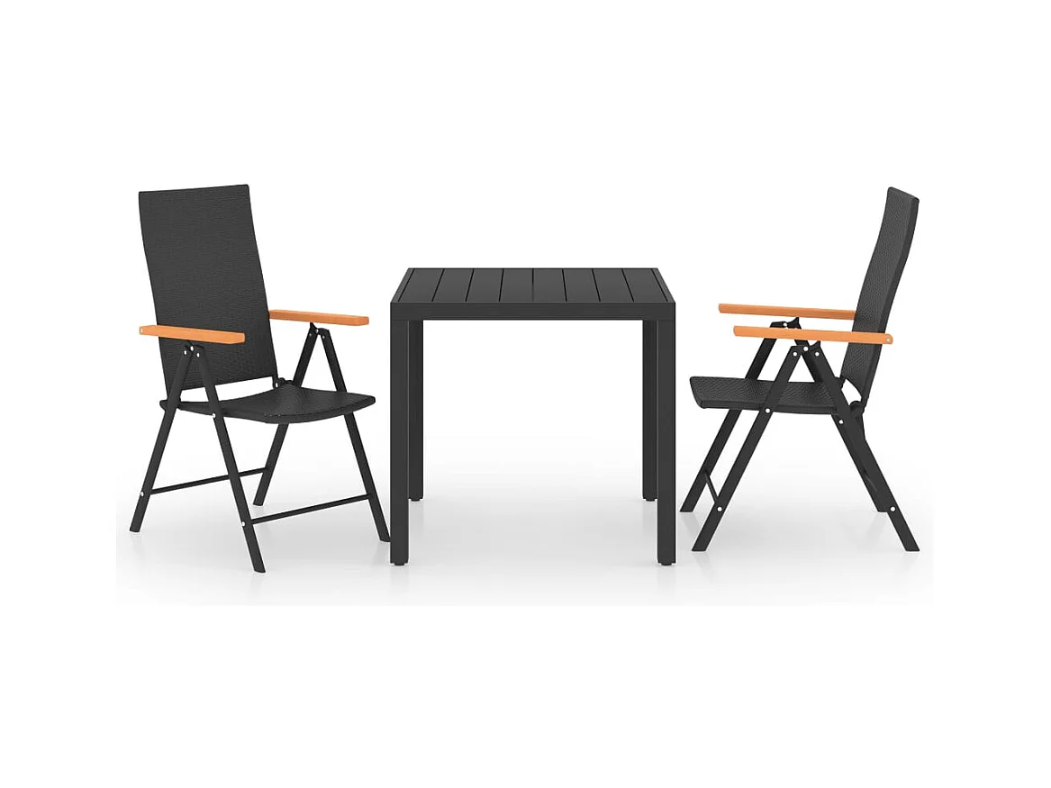 Garden Furniture -  Ensemble à manger de jardin 3 pcs noir et marron