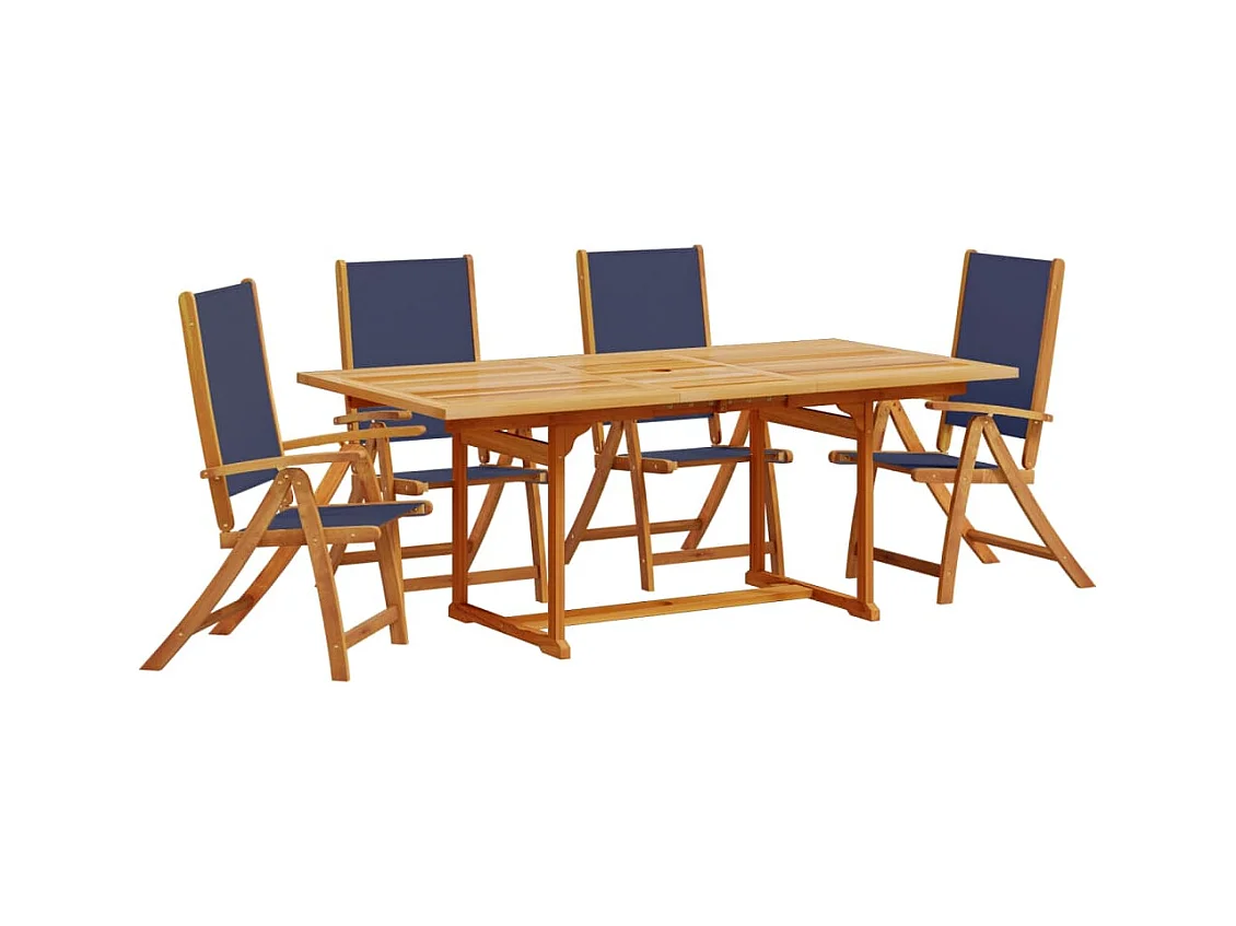 Yljo  Juego comedor de jardín 5 pzas madera maciza acacia y textileno