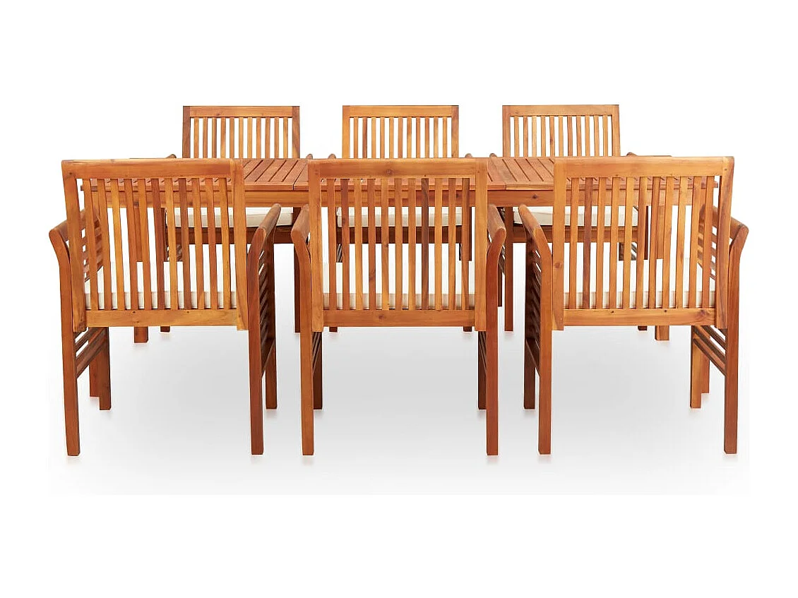 Naeem  Ensemble à manger d'extérieur 7 pcs et coussins Acacia solide