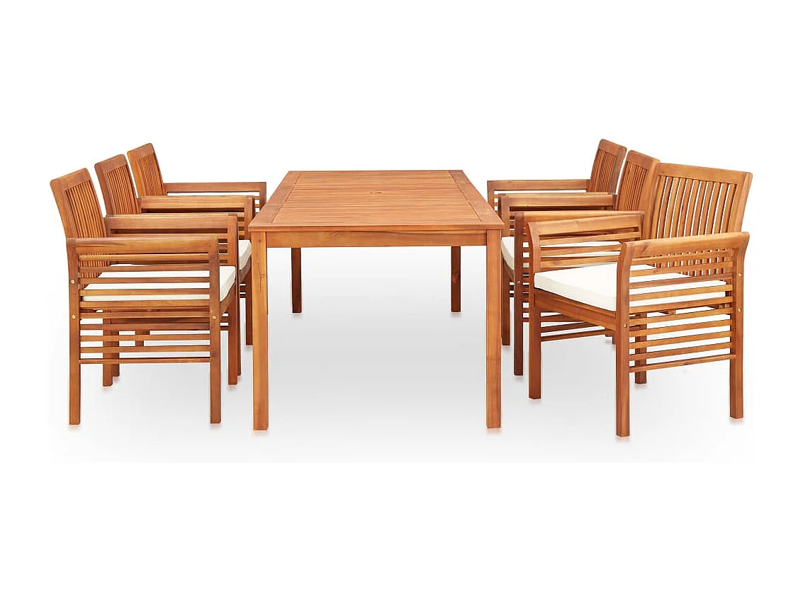 Naeem  Ensemble à manger d'extérieur 7 pcs et coussins Acacia solide