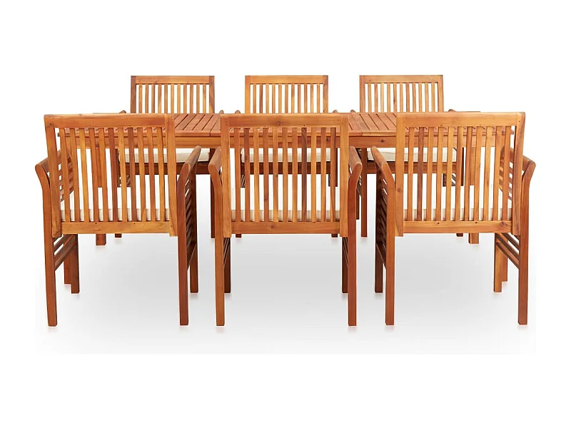 Naeem  Ensemble à manger d'extérieur 7 pcs et coussins Acacia solide