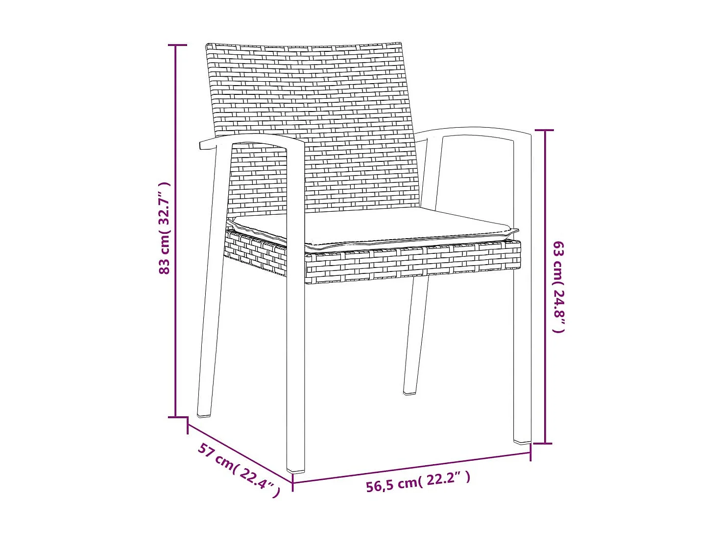 Ephrata  Ensemble à manger de jardin 7 pcs coussins résine tressée acier