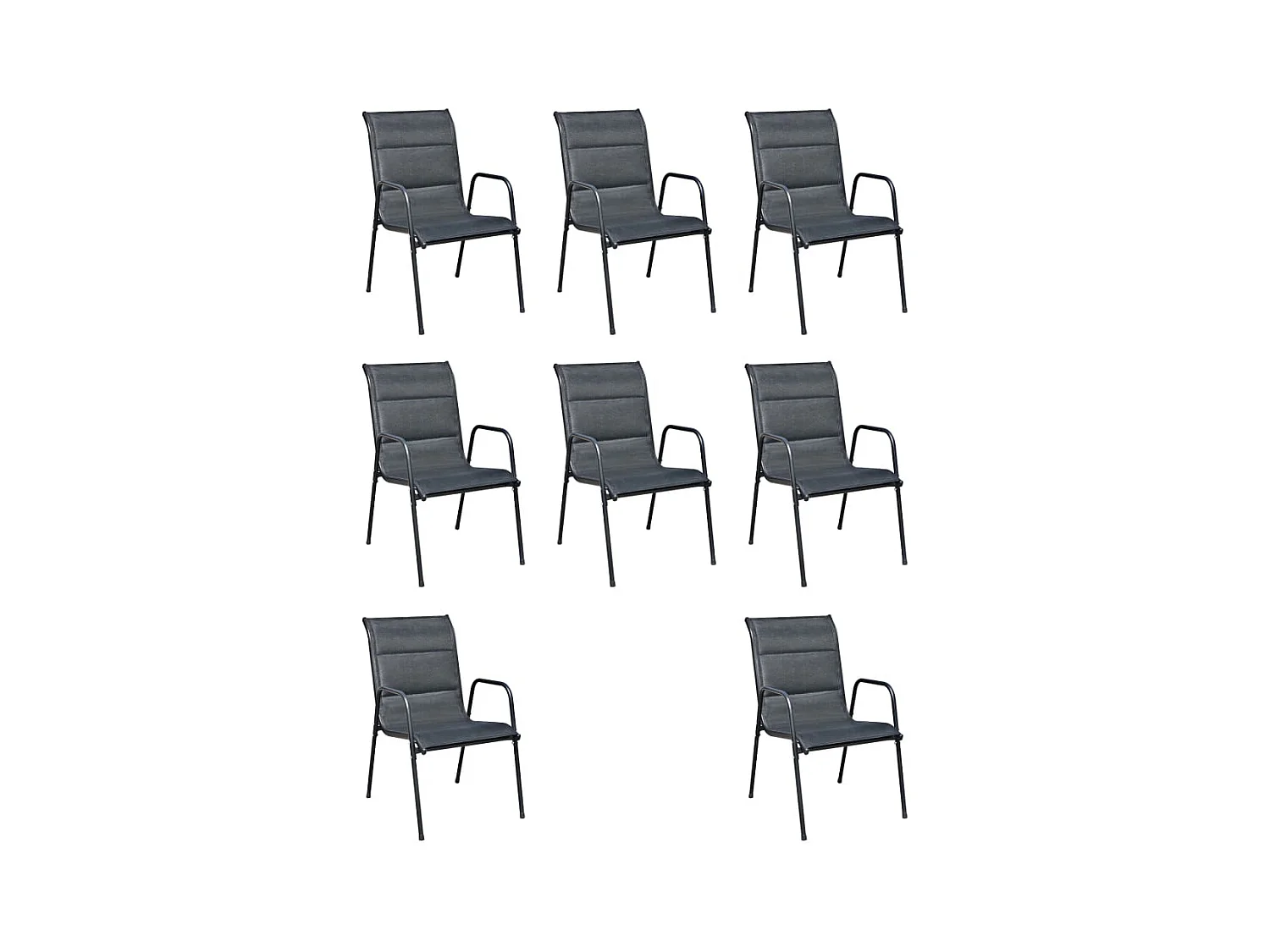 Garden Furniture -  Ensemble à manger d'extérieur 9 pcs Acier Noir